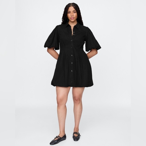 NWT! Gap Black Bubble Mini Shirtdress - Size XS 🐯 - Picture 5 of 9